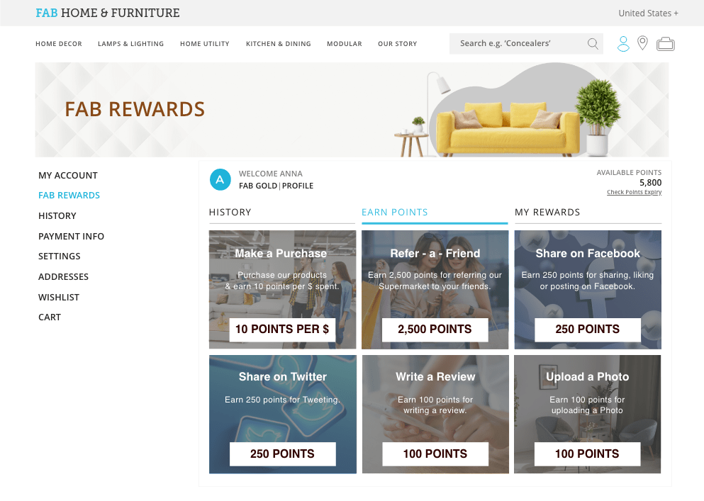 Loyalty Points Home Furniture